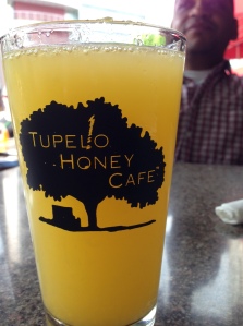 The "Mega" Mamosa served with a smile at the Tupelo Honey Cafe